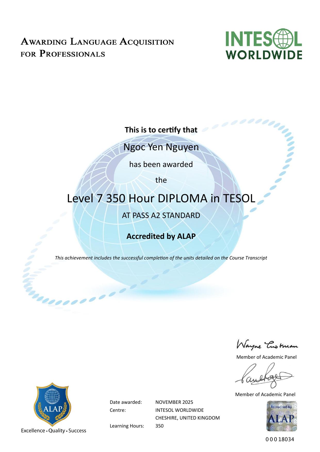 Level 7 · 350-Hour Diploma in TESOL