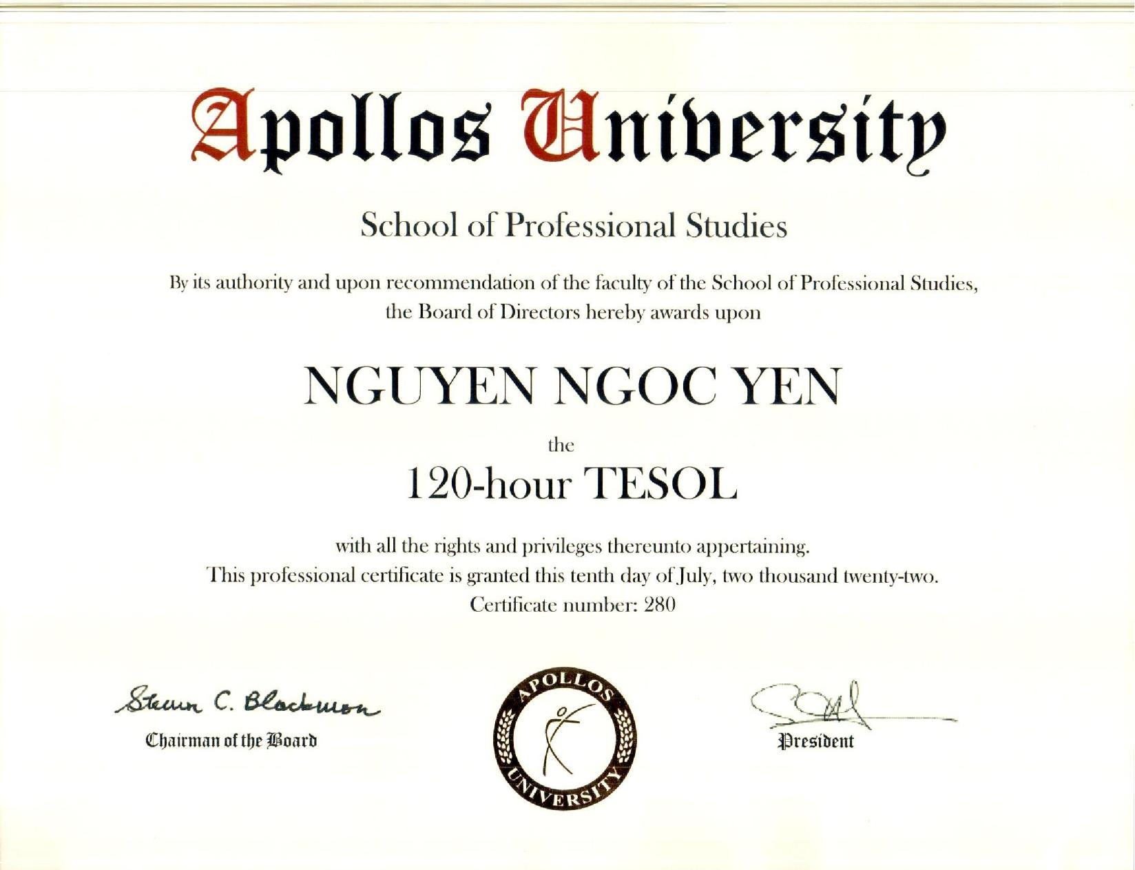 120-Hour TESOL Certificate