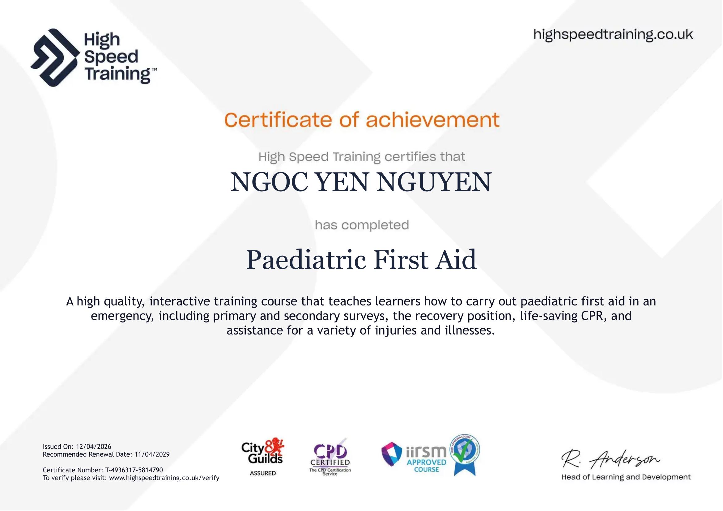 Paediatric First Aid Certificate